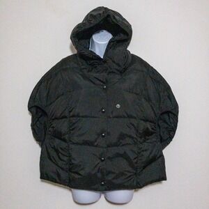 Aerie Quilted Puffer Poncho Cape Jacket Womens XS/S Black Snap Button New
